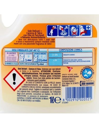 sole detersivo liquido 16 lavaggi 1l - capi delicati - talco: tuttocasashop.live: prodotti per bucato e tessuti