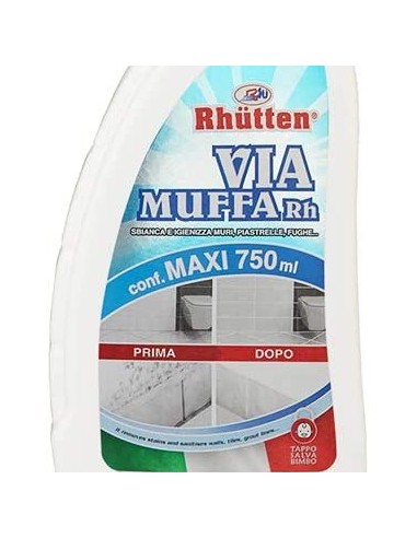 rhutten via muffa - spray maxi formato 750ml - antimuffa igienizzante: tuttocasashop.live: pulizia e cura della casa
