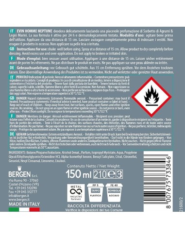 evin deodorante spray uomo 150ml - neptune sorbetto di agrumi e legni marini: tuttocasashop.live: igiene e cura della persona