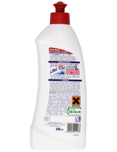 omino bianco smacchiafacile - 500ml - smacchiatore pretattante per bucato: tuttocasashop.live: prodotti per bucato e tessuti