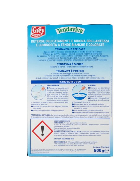 tendaviva grey additivo in polvere 500g - ravviva e rinnova i tendaggi: tuttocasashop.live: prodotti per bucato e tessuti