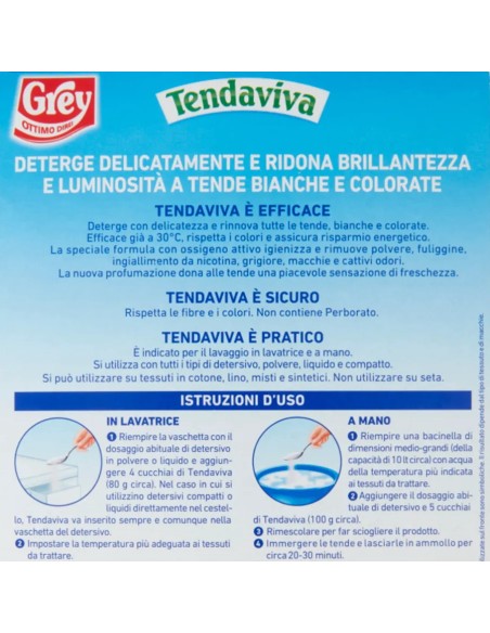 tendaviva grey additivo in polvere 500g - ravviva e rinnova i tendaggi: tuttocasashop.live: prodotti per bucato e tessuti