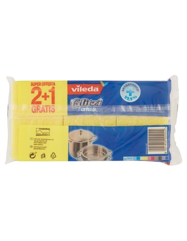 vileda glitzi crystal spugne con abrasivo - 3 pezzi - +antibatterico: tuttocasashop.live: pulizia e cura della casa