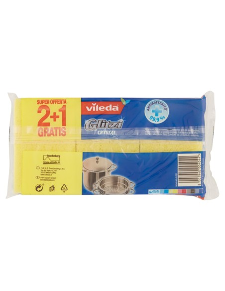 vileda glitzi crystal spugne con abrasivo - 3 pezzi - +antibatterico: tuttocasashop.live: pulizia e cura della casa