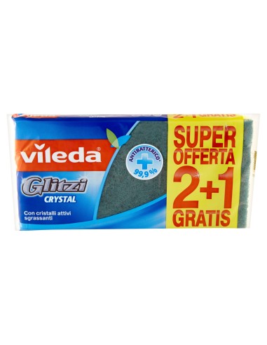 vileda glitzi crystal spugne con abrasivo - 3 pezzi - +antibatterico: tuttocasashop.live: pulizia e cura della casa