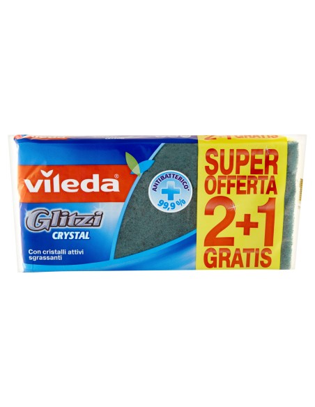 vileda glitzi crystal spugne con abrasivo - 3 pezzi - +antibatterico: tuttocasashop.live: pulizia e cura della casa
