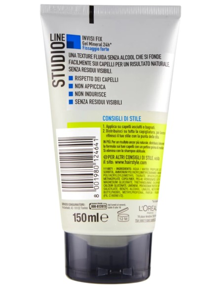 studio line gel per capelli - 150ml - n.6 - invisi fix forte mineral 24h: tuttocasashop.live: igiene e cura della persona