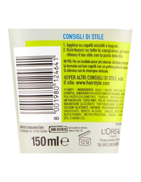 studio line gel per capelli - 150ml - n.6 - invisi fix forte mineral 24h: tuttocasashop.live: igiene e cura della persona