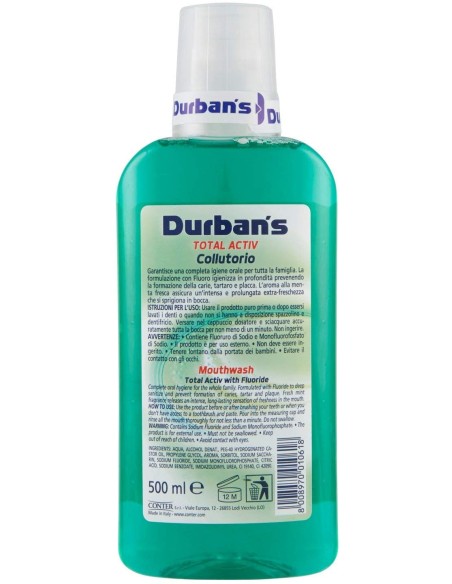 durbans collutorio per igiene dentale 500ml - active - menta piperita: tuttocasashop.live: igiene e cura della persona