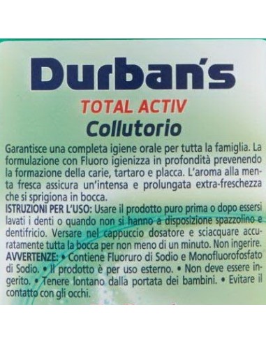 durbans collutorio per igiene dentale 500ml - active - menta piperita: tuttocasashop.live: igiene e cura della persona