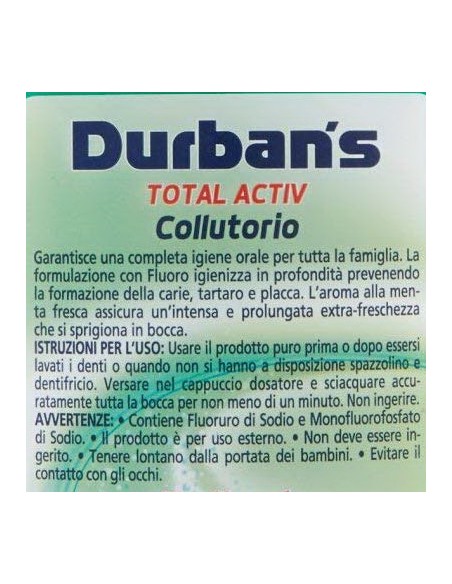 durbans collutorio per igiene dentale 500ml - active - menta piperita: tuttocasashop.live: igiene e cura della persona