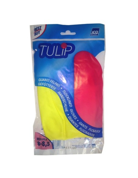 tulip guanti in gomma felpati - taglia grande l: tuttocasashop.live: pulizia e cura della casa