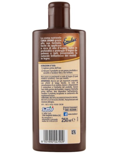 emulsio cura legno crema nutriente 250ml - con olio d'argan - nutre protegge: tuttocasashop.live: pulizia e cura della casa