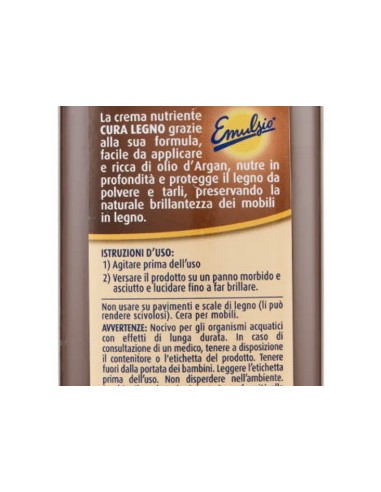 emulsio cura legno crema nutriente 250ml - con olio d'argan - nutre protegge: tuttocasashop.live: pulizia e cura della casa