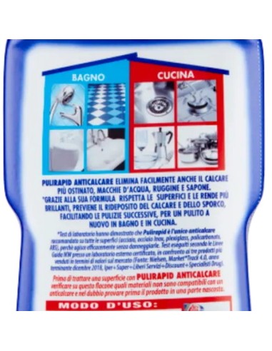 pulirapid detergente anticalcare liquido - 750ml - classico: tuttocasashop.live: pulizia e cura della casa