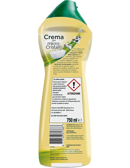 cif crema detergente cremoso - 750ml - limone: tuttocasashop.live: pulizia e cura della casa
