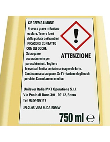 cif crema detergente cremoso - 750ml - limone: tuttocasashop.live: pulizia e cura della casa