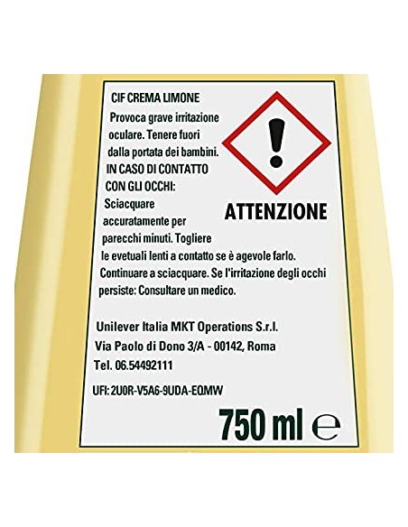 cif crema detergente cremoso - 750ml - limone: tuttocasashop.live: pulizia e cura della casa