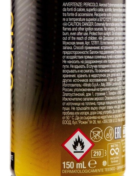 malizia uomo deodorante spray - 150ml - amber: tuttocasashop.live: igiene e cura della persona
