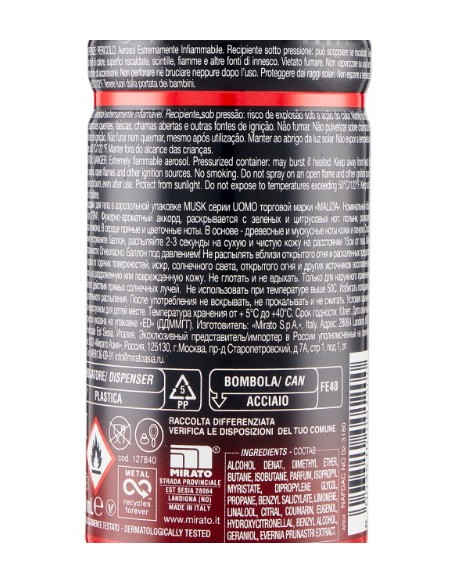 malizia uomo deodorante spray - 150ml - musk: tuttocasashop.live: igiene e cura della persona