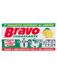 bravo pagliette di retina saponata - 7 pezzi - tamponi abrasivi al limone: tuttocasashop.live: pulizia e cura della casa