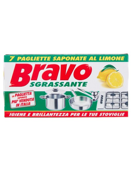 bravo pagliette di retina saponata - 7 pezzi - tamponi abrasivi al limone: tuttocasashop.live: pulizia e cura della casa