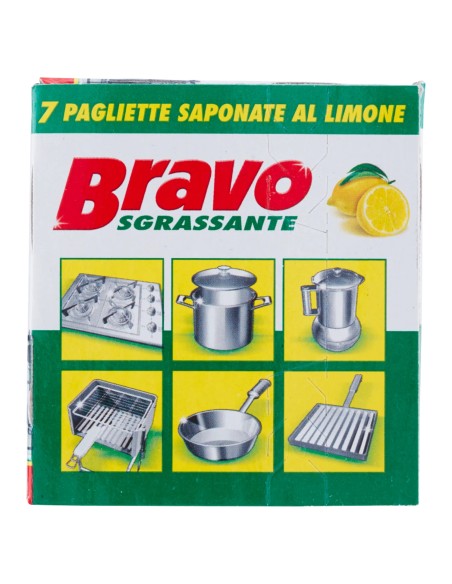 bravo pagliette di retina saponata - 7 pezzi - tamponi abrasivi al limone: tuttocasashop.live: pulizia e cura della casa