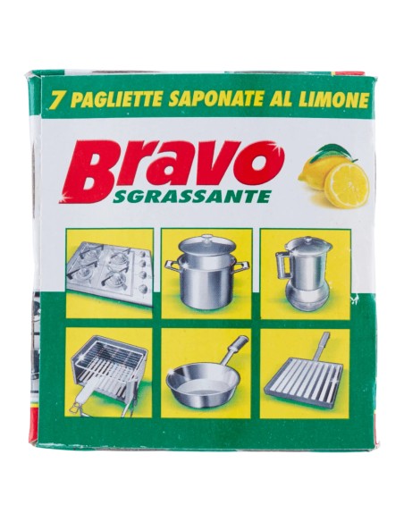bravo pagliette di retina saponata - 7 pezzi - tamponi abrasivi al limone: tuttocasashop.live: pulizia e cura della casa