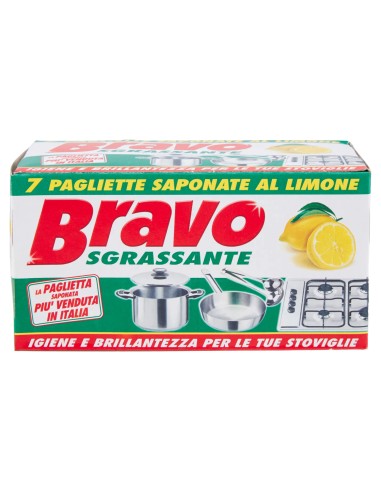 bravo pagliette di retina saponata - 7 pezzi - tamponi abrasivi al limone: tuttocasashop.live: pulizia e cura della casa