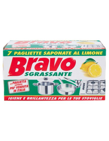 bravo pagliette di retina saponata - 7 pezzi - tamponi abrasivi al limone: tuttocasashop.live: pulizia e cura della casa