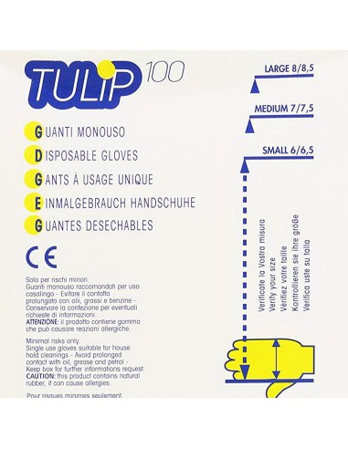 tulip fit soft 100 guanti in lattice talcati - taglia grande l 8.5: tuttocasashop.live: pulizia e cura della casa