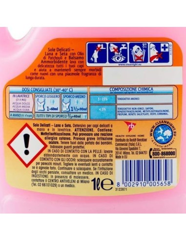 sole detersivo liquido 16 lavaggi 1l - capi delicati - classico: tuttocasashop.live: prodotti per bucato e tessuti