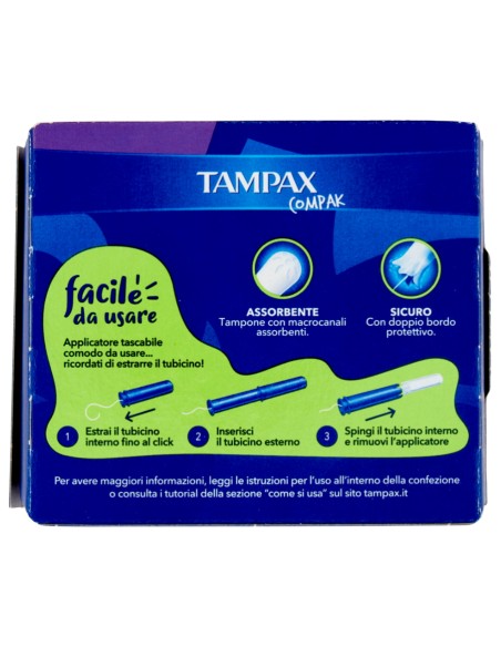 tampax compak assorbenti igienici interni - 16 pezzi - formato super: tuttocasashop.live: igiene e cura della persona
