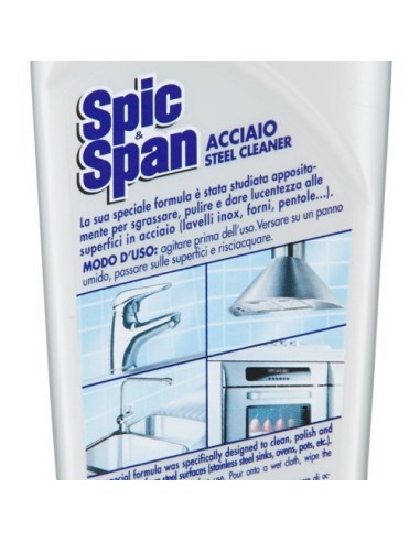spic&span detergente per acciaio e inox - 500ml - pulisce e lucida: tuttocasashop.live: pulizia e cura della casa