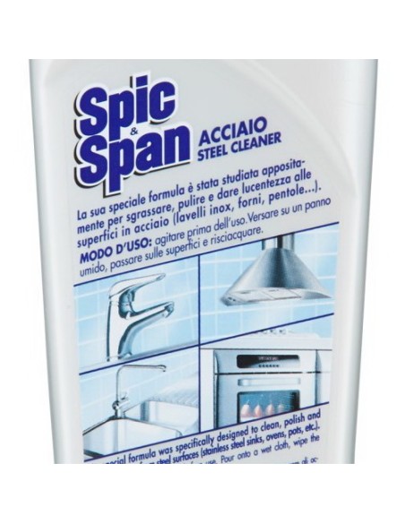 spic&span detergente per acciaio e inox - 500ml - pulisce e lucida: tuttocasashop.live: pulizia e cura della casa