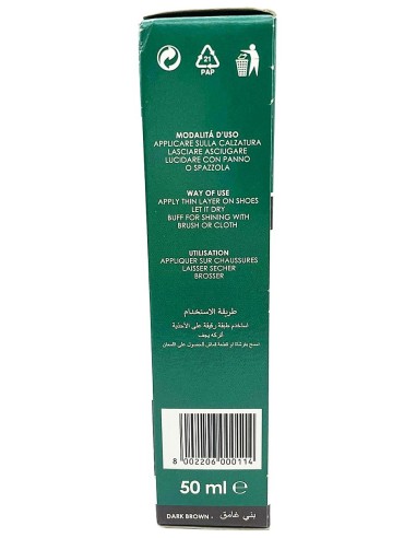 bright lucido per scarpe in crema tubo 50ml - testa di moro - marrone scuro: tuttocasashop.live: prodotti per bucato e tessuti