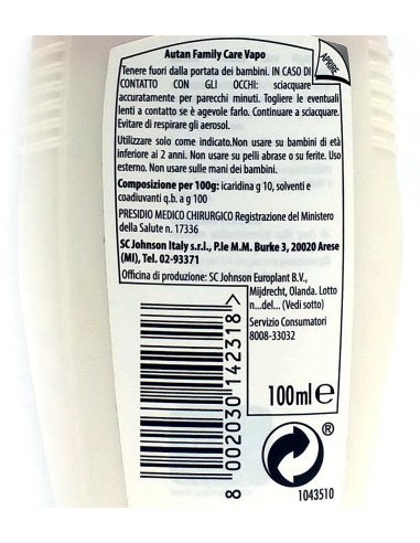 autan insetto repellente vapo 100ml - family care: tuttocasashop.live: igiene e cura della persona