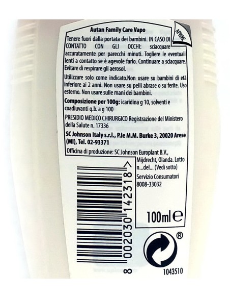 autan insetto repellente vapo 100ml - family care: tuttocasashop.live: igiene e cura della persona