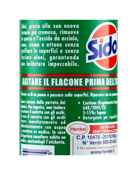sidol lucida metalli universale - 75ml - per tutti i tipi di metallo: tuttocasashop.live: pulizia e cura della casa
