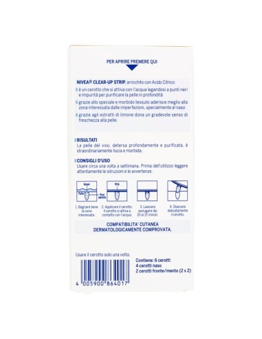 nivea clear up strip zona t - 6 pezzi - rimuove punti neri e impurita': tuttocasashop.live: igiene e cura della persona