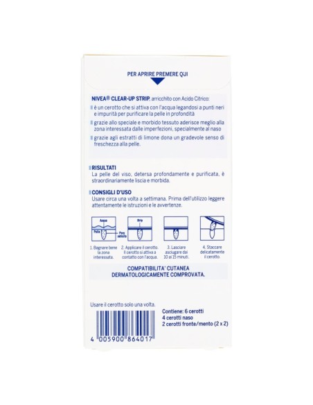 nivea clear up strip zona t - 6 pezzi - rimuove punti neri e impurita': tuttocasashop.live: igiene e cura della persona