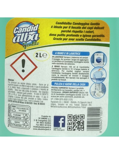 alba candeggina delicata per bucato - 2 litri - per capi bianchi e colorati: tuttocasashop.live: prodotti per bucato e tessuti