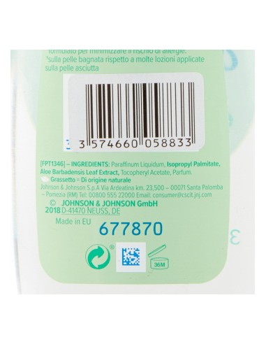johnson's baby olio 300ml - aloe: tuttocasashop.live: igiene e cura della persona