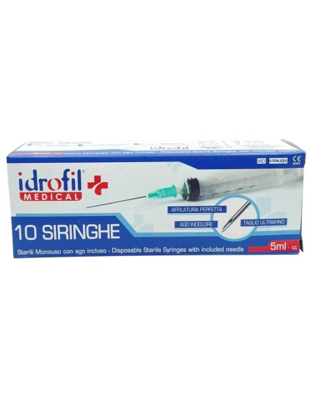 idrofil siringhe monouso sterili - 5ml - 10 pezzi - ago indolore: tuttocasashop.live: igiene e cura della persona