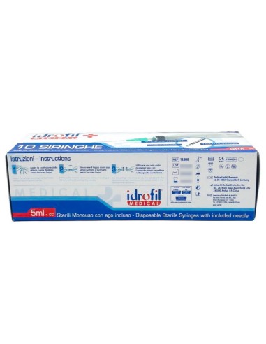 idrofil siringhe monouso sterili - 5ml - 10 pezzi - ago indolore: tuttocasashop.live: igiene e cura della persona