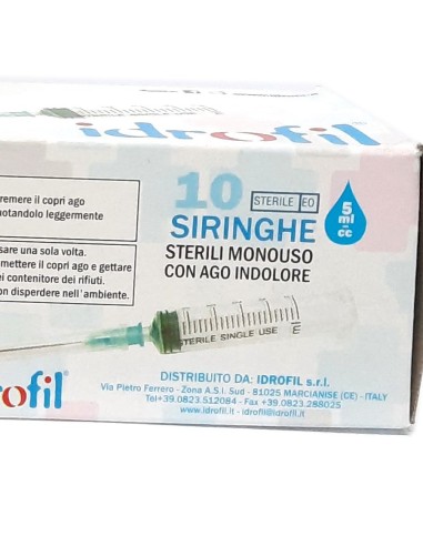 idrofil siringhe monouso sterili - 5ml - 10 pezzi - ago indolore: tuttocasashop.live: igiene e cura della persona