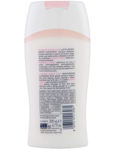 clinians hydra plus latte detergente 200ml - pelli secche sensibili - malva: tuttocasashop.live: igiene e cura della persona
