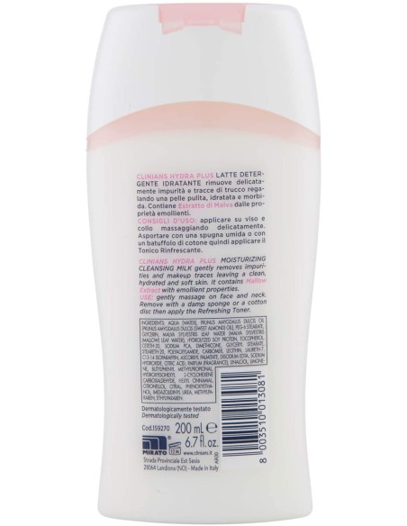 clinians hydra plus latte detergente 200ml - pelli secche sensibili - malva: tuttocasashop.live: igiene e cura della persona