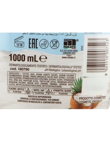 malizia bagnoschiuma 1000ml - cocco: tuttocasashop.live: igiene e cura della persona