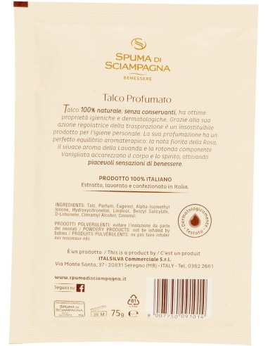 spuma di sciampagna talco in busta - 75 grammi: tuttocasashop.live: igiene e cura della persona